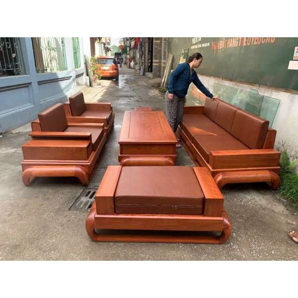 SOFA 2 VĂNG ĐỐI CHÂN ĐÙI GÀ GỖ HƯƠNG ĐÁ _ HT113
